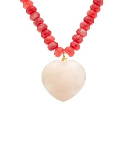 Crystal Haze 18k Plated Red Carnelian And Rose Quartz Statement Necklace