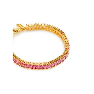 Crystal Haze Baguette Bracelet In Pink