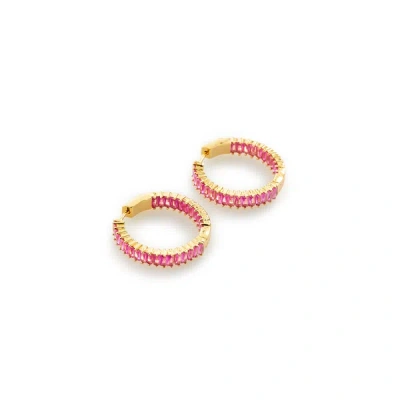 Crystal Haze Baguette Earrings In Pink