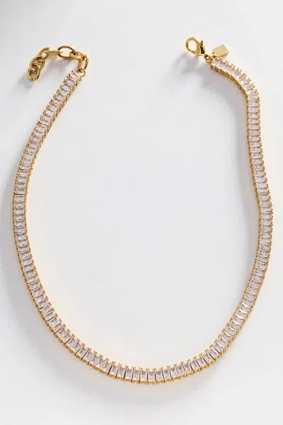 Crystal Haze Baguette Necklace In Silver