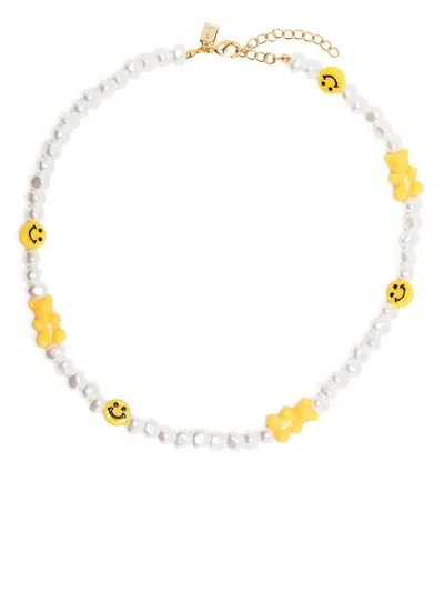 Crystal Haze Candy Chain Beaded Necklace In White