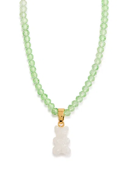 Crystal Haze Candy Floss Nostalgia Bear Beaded Necklace In Green