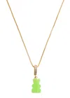 Crystal Haze Fizzy Nostalgia Bear 18kt Gold-plated Necklace In Green