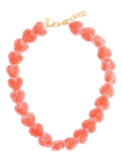 Crystal Haze Jelly Heart 18k Gold-plated Necklace In Red