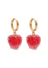 Crystal Haze Jelly Heart 18kt Gold-plated Hoop Earrings In Red