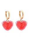Crystal Haze Jelly Heart 18kt Gold-plated Hoop Earrings In Red