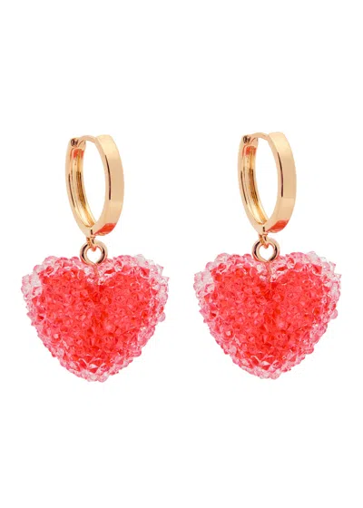 CRYSTAL HAZE CRYSTAL HAZE JELLY HEART 18KT GOLD-PLATED HOOP EARRINGS