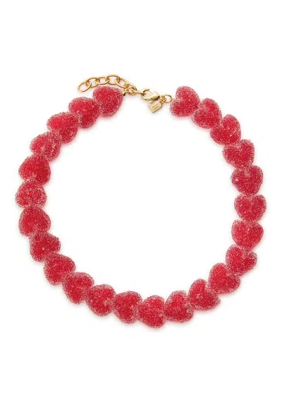 Crystal Haze Jelly Heart 18kt Gold-plated Necklace In Red