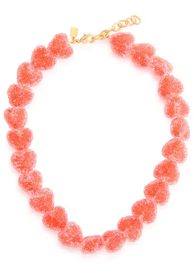 Crystal Haze Jelly Heart 18kt Gold-plated Necklace In Red