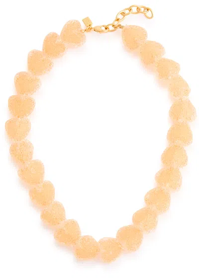 Crystal Haze Jelly Heart 18kt Gold-plated Necklace In Orange