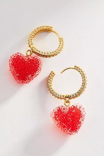 Crystal Haze Jelly Heart Drop Earrings In Gold