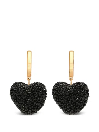 Crystal Haze Jelly Heart Earrings In Black