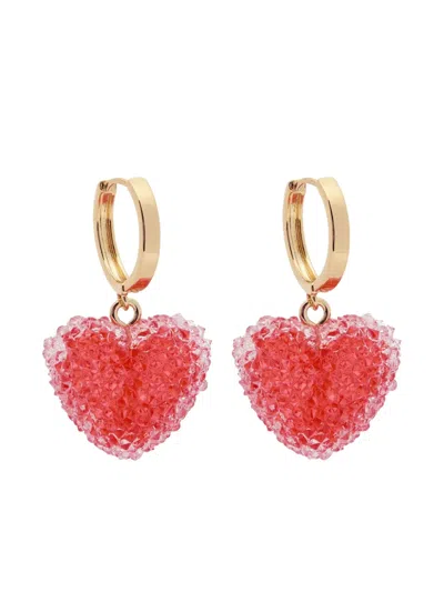 Crystal Haze Jelly Heart Earrings In Gold