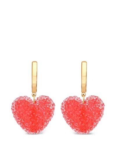 Crystal Haze Jelly Heart Earrings In Orange