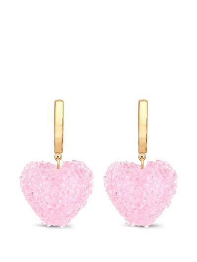 Crystal Haze Jelly Heart Earrings In Pink