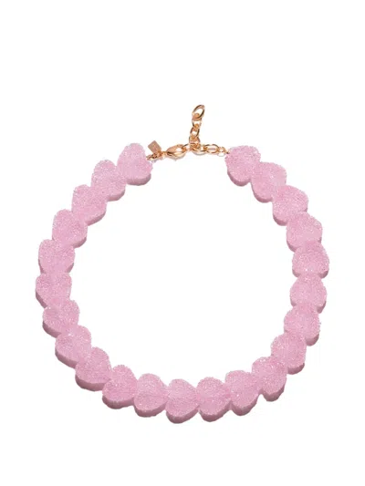 Crystal Haze Jelly Heart Necklace In Pink