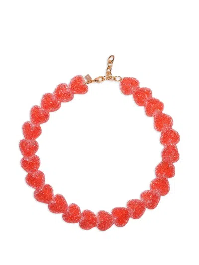 Crystal Haze Jelly Heart Necklace In White