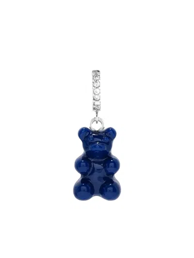 Crystal Haze Nostalgia Bear Crystal-embellished Hoop Earring In Blue