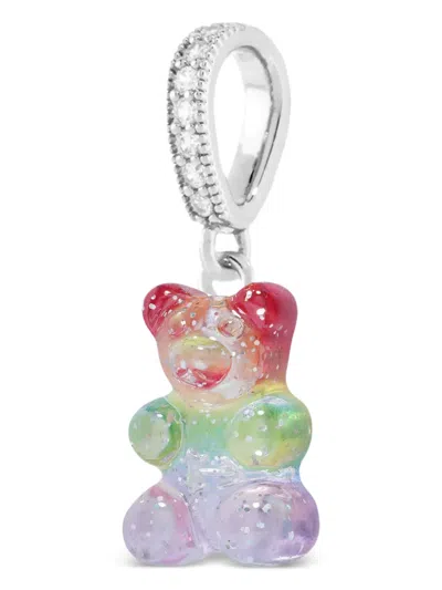 Crystal Haze Nostalgia Bear Rainbow Pendant In Silver