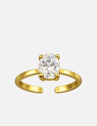 Crystal Haze Oval Cut Toe Ring In Gold
