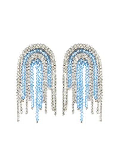 Crystal Haze Santorini Crystal Beaded Fringe Earrings In Metallic