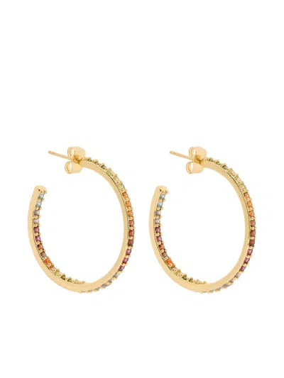 Crystal Haze Serena Rainbow Crystals Hoop Earrings In Gold