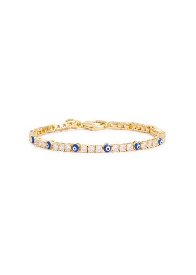 Crystal Haze Serena X Evil Eye Crystal-embellished 18kt Gold-plated Bracelet In Blue