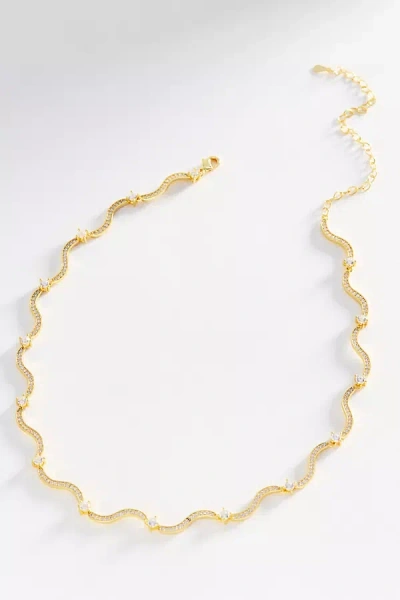 Crystal Haze Swirl Tennis Necklace In Gold