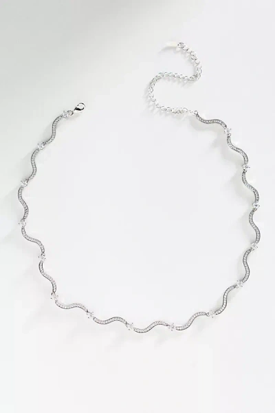 Crystal Haze Swirl Tennis Necklace In Metallic