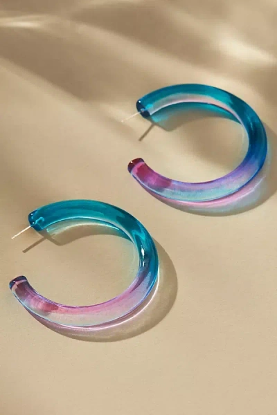 Crystal Haze Translucent Hoop Earrings In Blue