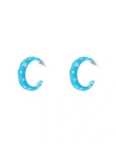 Crystal Haze Woman Earrings Azure Size - Resin, Brass, Cubic Zirconia In Blue