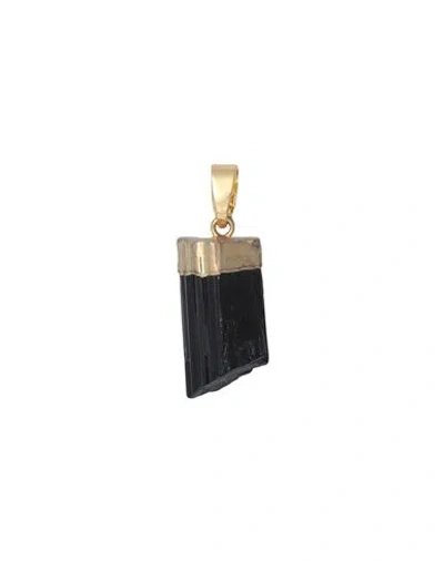 Crystal Haze Woman Pendant Black Size - Brass, 750/1000 Gold Plated, Tourmaline