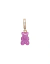 Crystal Haze Nostalgia Bear Gold-plated, Resin And Cubic Zirconia Pendant In Magenta