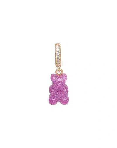 Crystal Haze Nostalgia Bear Gold-plated, Resin And Cubic Zirconia Pendant In Magenta