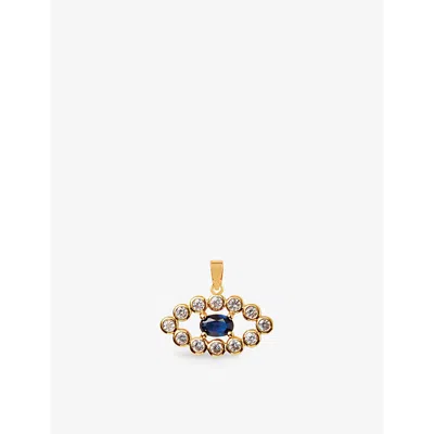 Crystal Haze Womens Blue Evil Eye 18ct Yellow Gold-plated Brass And Zirconia Pendant