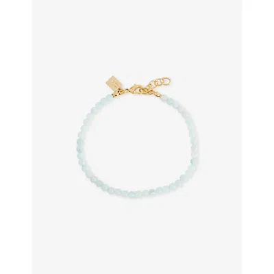 Crystal Haze Womens Aquamarine Crystal 18ct Yellow-gold Plated Brass And Jade Bracelet In Blue