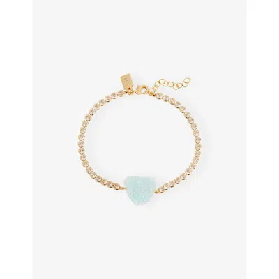 Crystal Haze Womens Baby Blue Jelly Heart 18ct Yellow-gold Plated Brass, Cubic Zirconia And Resin Bracelet
