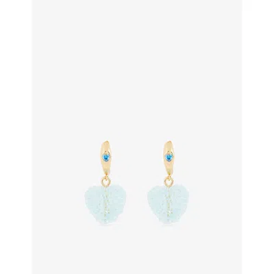 Crystal Haze Womens Baby Blue Mini Jelly Heart 18ct Yellow-gold Plated Brass And Cubic-zirconia Hoop Earrings