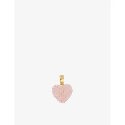 Crystal Haze Womens Baby Pink Jelly Heart Connector 18ct Yellow-gold Plated Brass And Resin Pendant