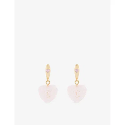 Crystal Haze Womens Baby Pink Mini Jelly Heart 18ct Yellow-gold Plated Brass And Cubic-zirconia Hoop Earrings