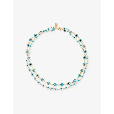 Crystal Haze Womens Blue/gold Nazar Necklace 18ct Yellow-gold Plated Brass And Enamel Necklace In Multi