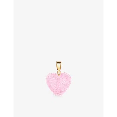 Crystal Haze Womens  Jelly Heart 18ct Yellow Gold-plated Brass And Resin Connector In Pink