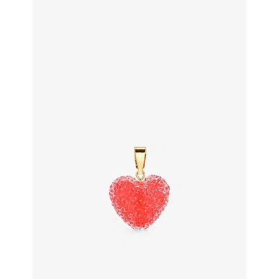 Crystal Haze Womens  Jelly Heart 18ct Yellow Gold-plated Brass And Resin Connector In Red