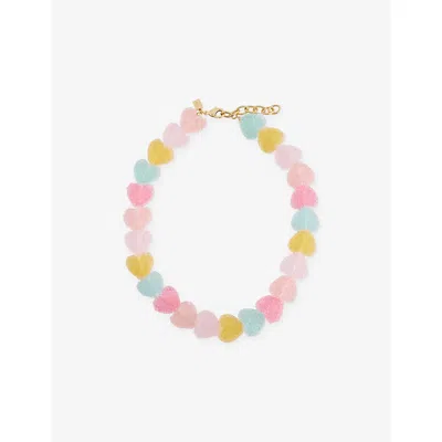 Crystal Haze Womens  Jelly Heart 18ct Yellow Gold-plated Brass And Enamel Beaded Bracelet In Candy Pastel