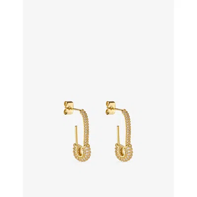 Crystal Haze Womens  Pin Up Small 18ct Yellow Gold-plated Brass And Cubic Zirconia Drop Earrings
