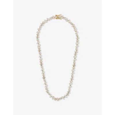 Crystal Haze Womens  Irregular 18ct Gold-plated Brass Tennis Necklace