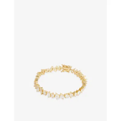 Crystal Haze Womens Irregular Tennis 18ct Yellow-gold Plated Brass And Cubic-zirconia Bracelet
