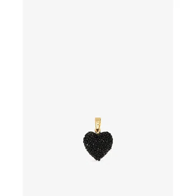 Crystal Haze Womens Midnight Mini Jelly Heart 18ct Yellow-gold Plated Brass And Cubic-zirconia Hoop Earrings In Black