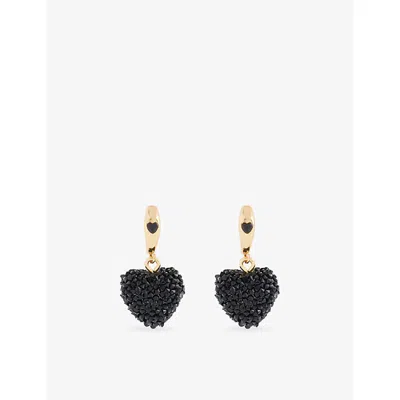 Crystal Haze Womens Midnight Mini Jelly Heart 18ct Yellow-gold Plated Brass And Cubic-zirconia Hoop Earrings In Black