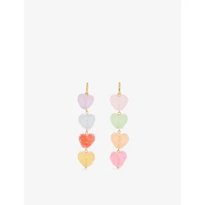 Crystal Haze Womens Multi Heart Stack 18ct Yellow Gold-plated Brass And Resin Earrings
